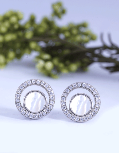 Silver M-O-P Earrings (Round)