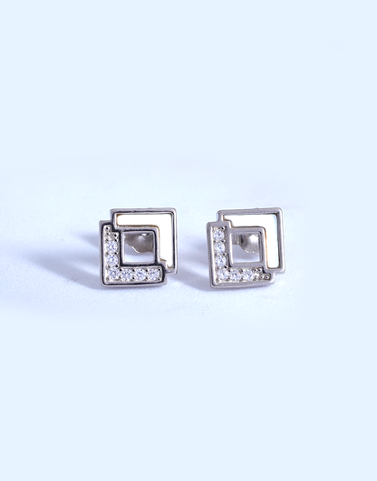 Silver M-O-P Earrings (Square)