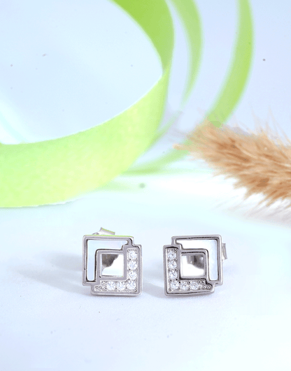 Silver M-O-P Earrings (Square)