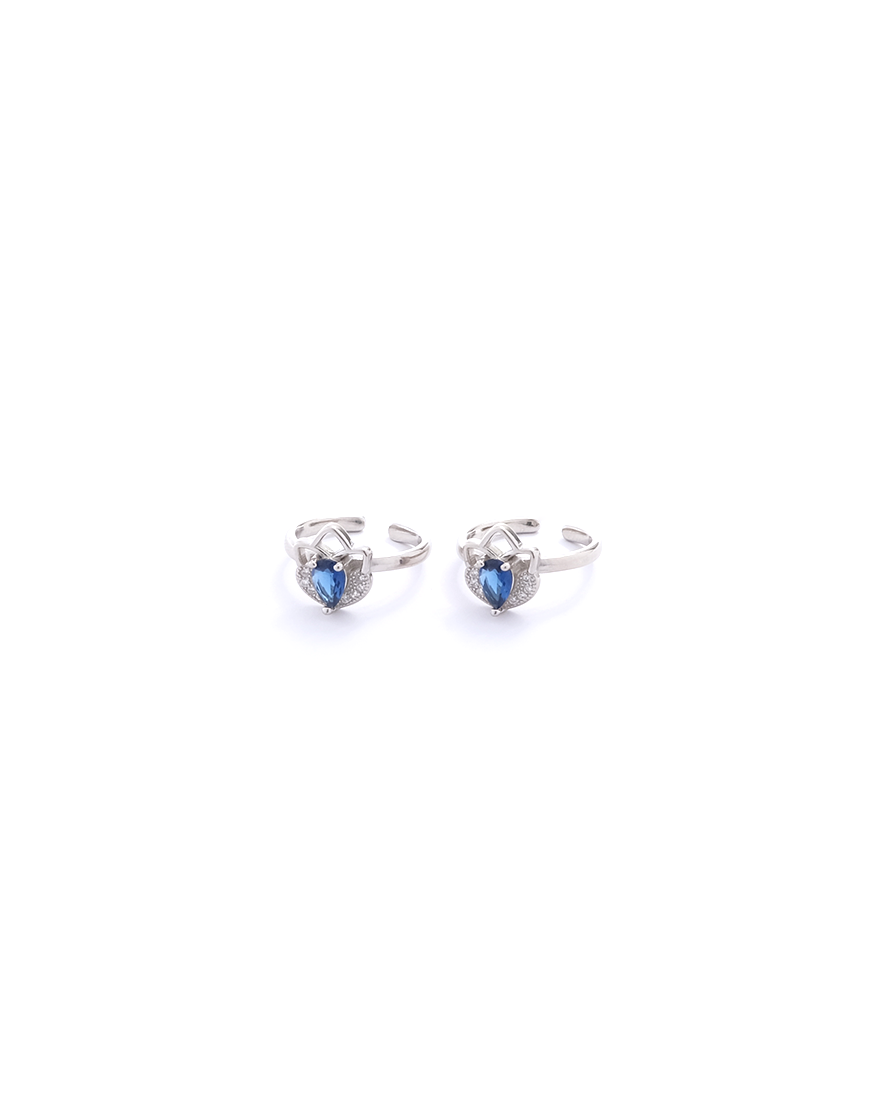 Silver Flower Toe-Ring (Sapphire)