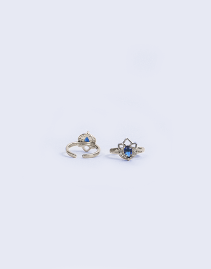 Silver Flower Toe-Ring (Sapphire)