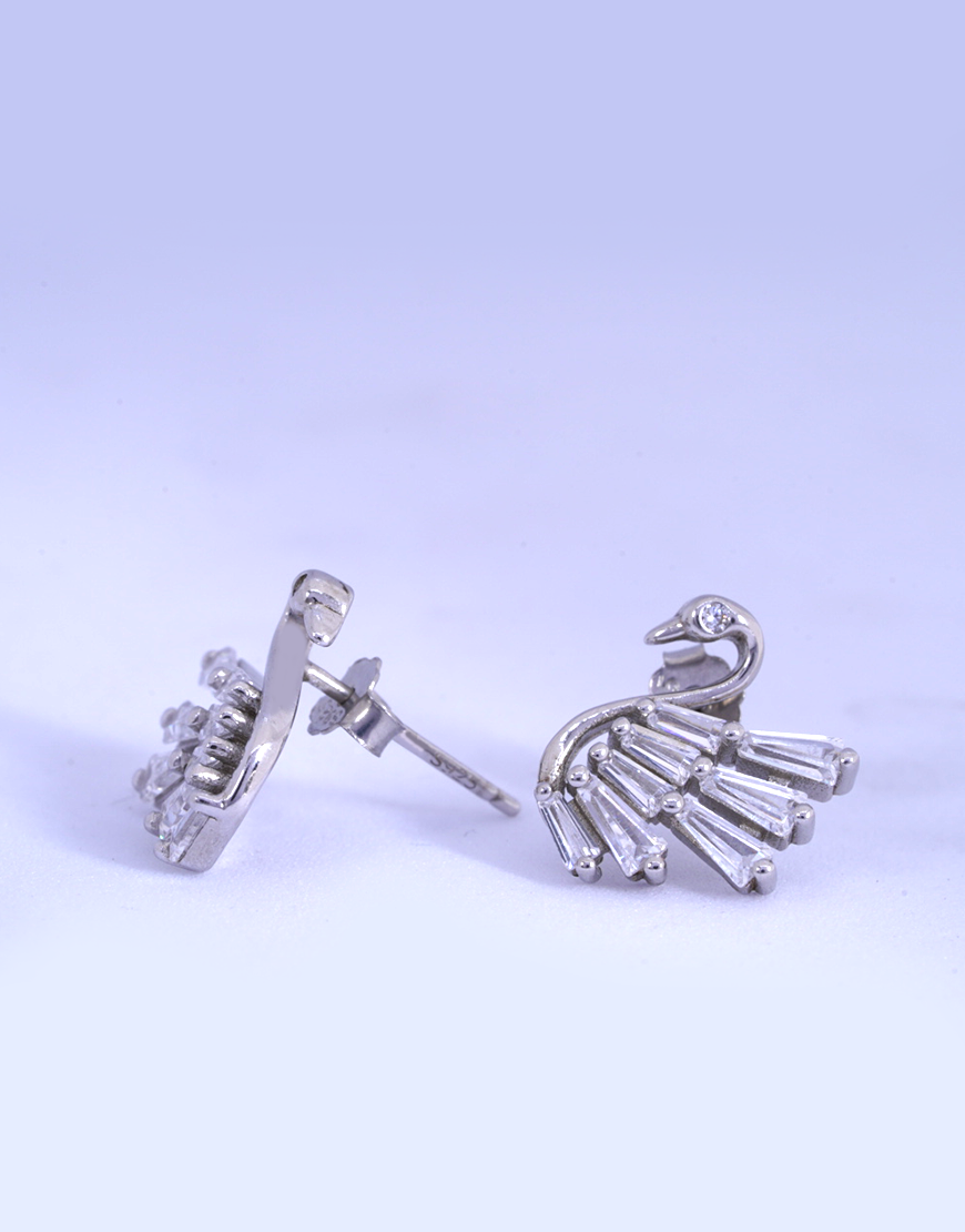 Silver Swan Studs