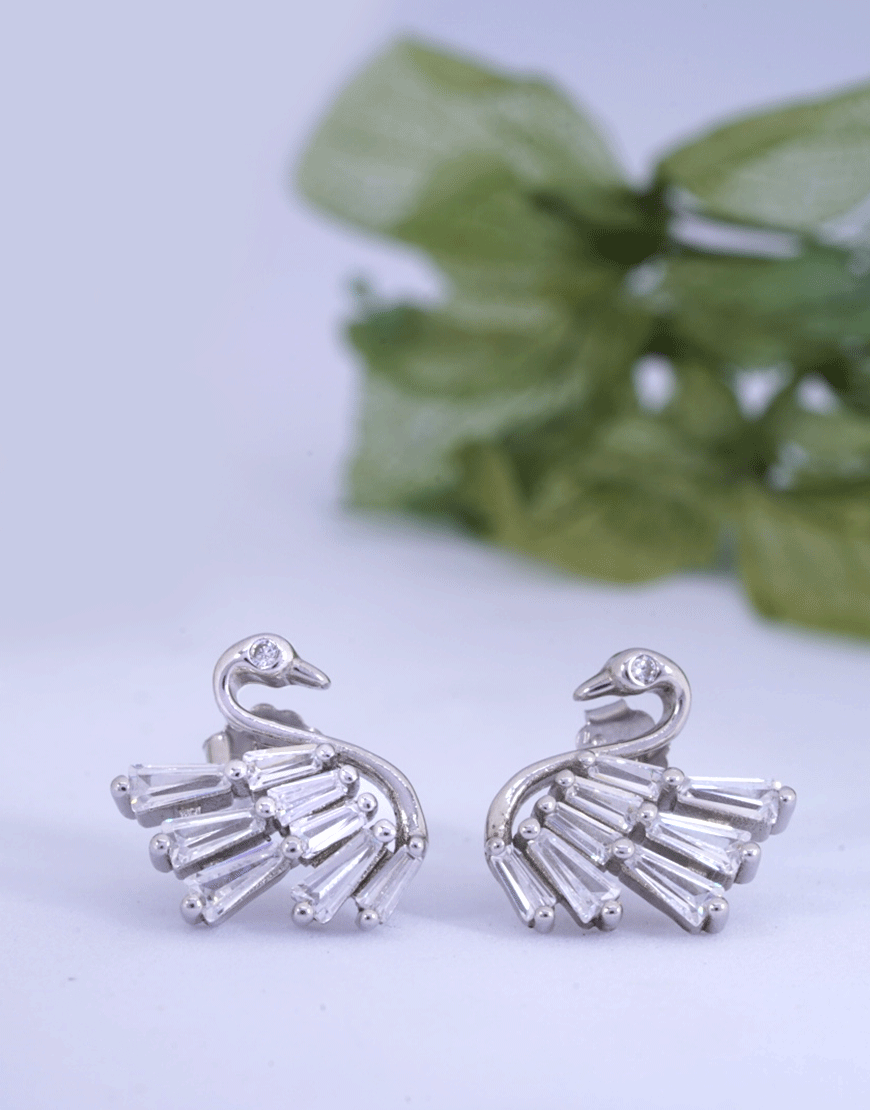 Silver Swan Studs