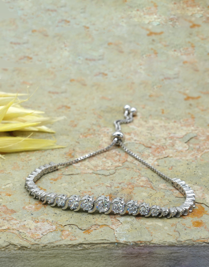 Silver Tennis Adjustable Graduation Bracelet