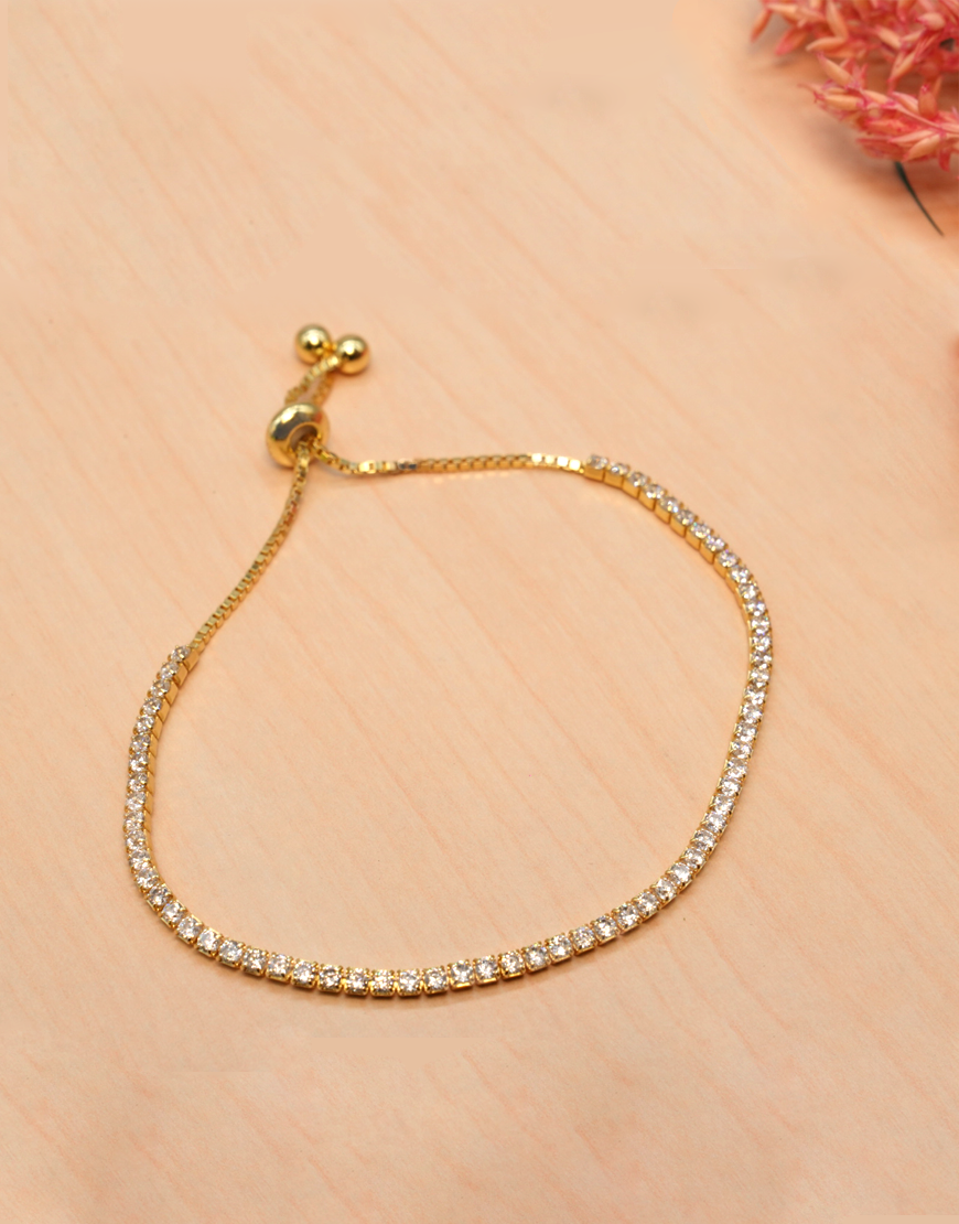 Silver Tennis Bracelet (Gold)