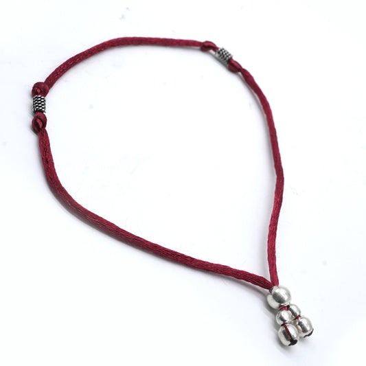 Silver Thread Single Leg Anklet (Red)