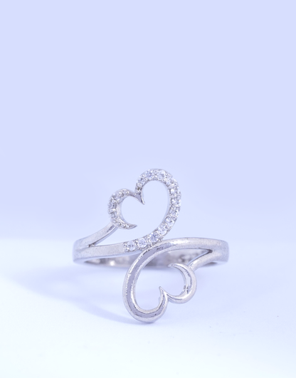 Silver Upside Down Hearts Ring