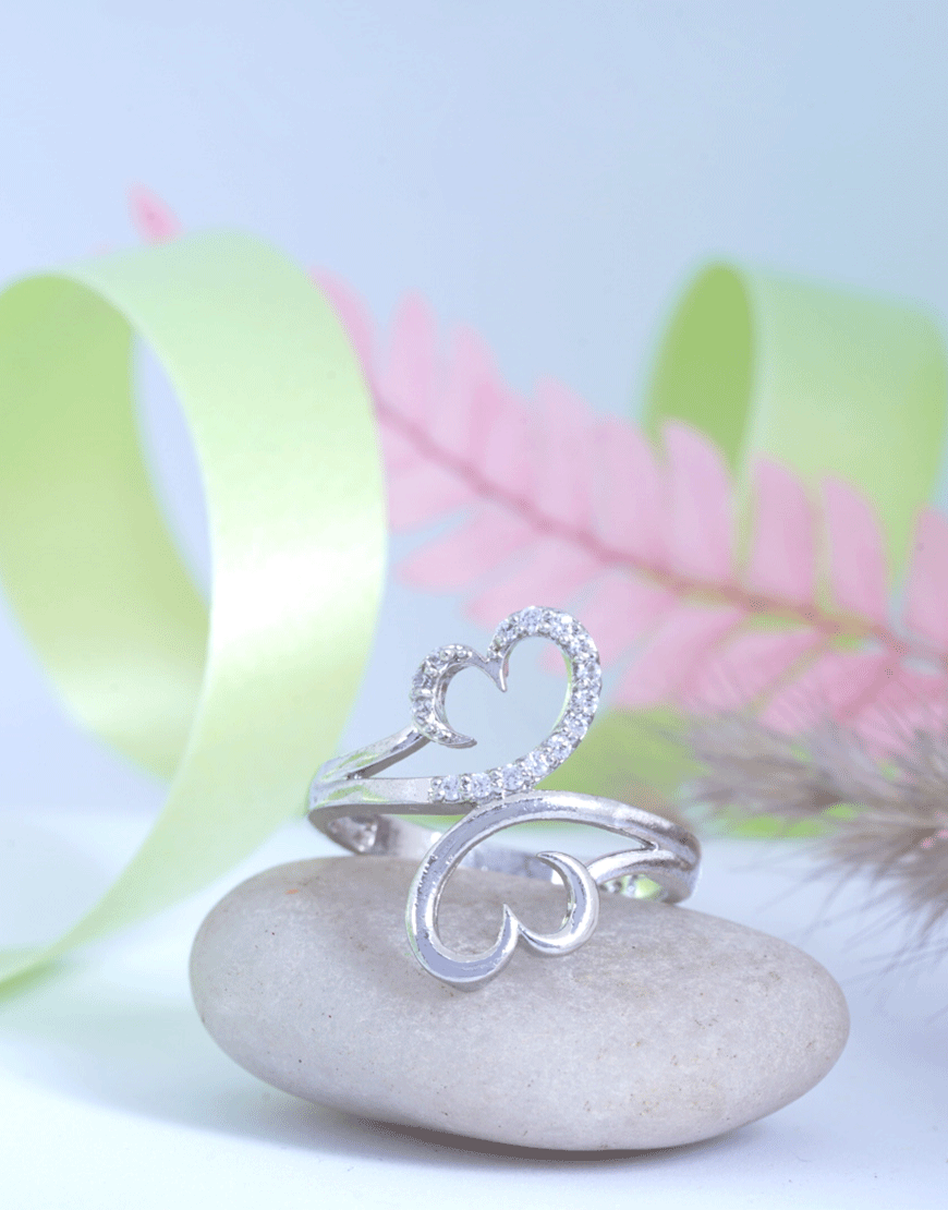 Silver Upside Down Hearts Ring