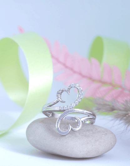 Silver Upside Down Hearts Ring