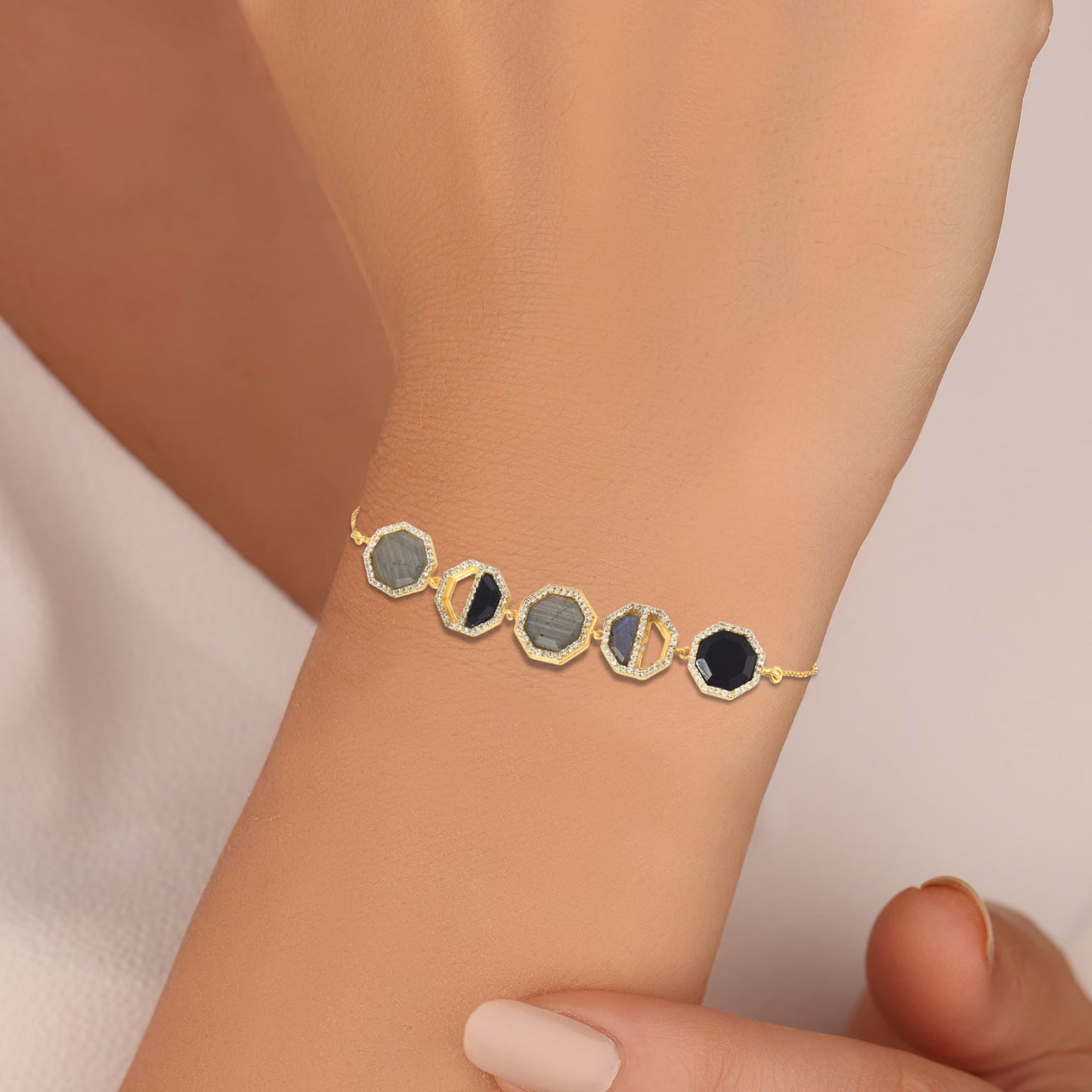 Silver Adjustable Octa Bracelet