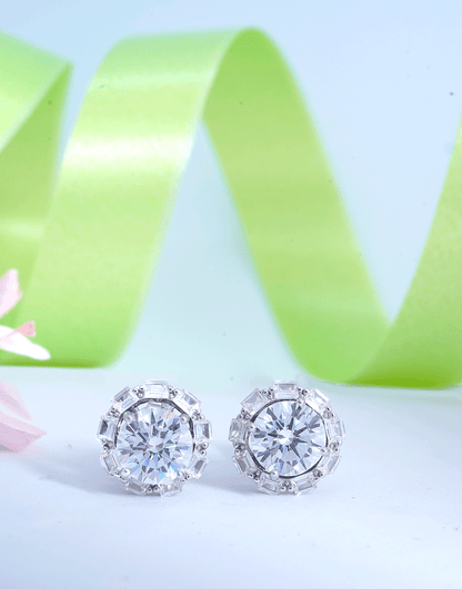 Silver Solitaire CZ Jacket earrings