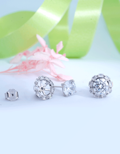 Silver Solitaire CZ Jacket earrings