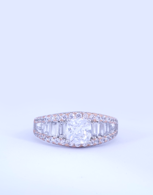 Solitaire Silver princess cut cz ring