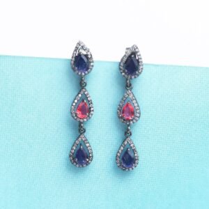 antique silver sapphire drop earrings4.jpg
