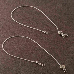 silver antique flower charm anklet3.jpg