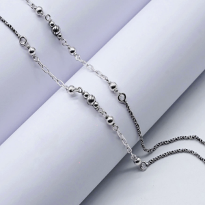 silver antique link chain beads anklet1.png