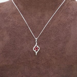 Home silver round coloured cz pendant red2.jpg